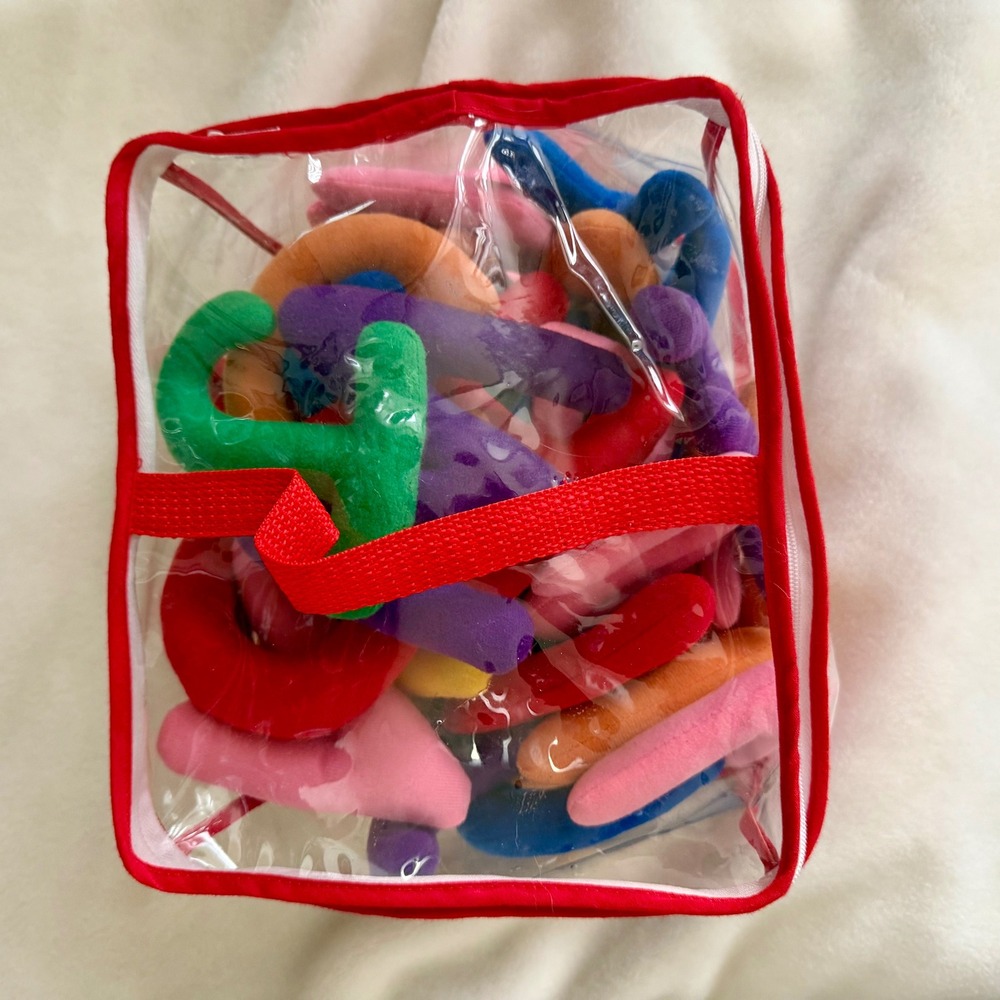 Plush Alphabet Letters Complete Set 26 Pieces A-Z Fleece Toy Zip Carry Case